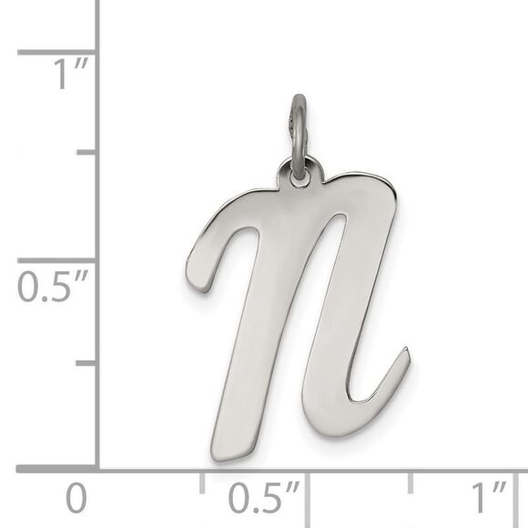 Sterling Silver Madison Collection LG Classic Script Initial N Pendant - Picture 4 of 5